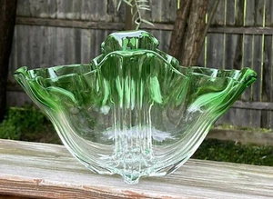 Steuben Art Glass Grotesque Bowl Pomona Green and Clear - Picture 1 of 4