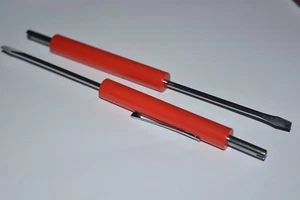 MINI FLAT SCREWDRIVER WITH TIRE HVAC VALVE CORE REMOVER TOP AND POCKET CLIP 2PCS - Picture 1 of 5