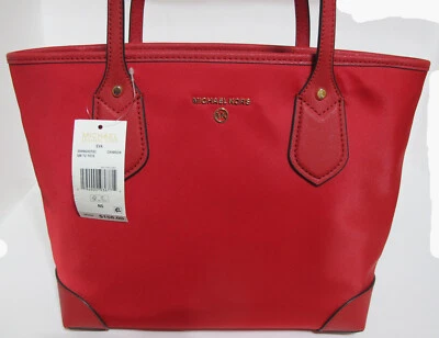 NWT Authentic MICHAEL KORS EVA Small TopZip LightWeight NylonTote Crimson Red - Image 1 of 4