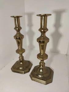 Vintage pair of brass candlesticks heavy Rostand 12" (A3) - Picture 1 of 2