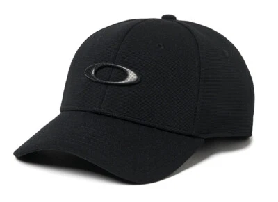 OAKLEY 911545 TINCAN Men's Carbon Fiber Ellipse Logo Black Stretch Fit Hat Cap - Image 1 of 3