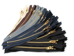 50 Pants Zippers YKK ® #4.5 Brass Metal Closed Bottom Length 4,7,9 or 11 Inch - Picture 1 of 10