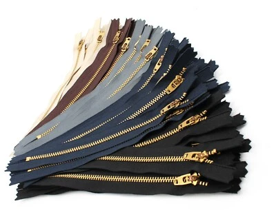 50 Pants Zippers YKK ® #4.5 Brass Metal Closed Bottom Length 4,7,9 or 11 Inch - Image 1 of 4