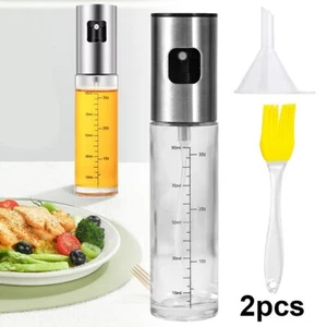 2x Öl Sprayer Zerstäuber Ölspender Bürste Trichter Cooking Spray Glas Ölsprüher - Bild 1 von 10