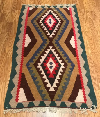 Tapete de área 3 x 5,2 quilim 100% lã feito à mão - Imagem 1 de 4