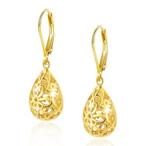 LANCHARMED Teardrop Dangle Earrings for Women.14K Gold Teardrop Waterdrop Lev... - Picture 1 of 7