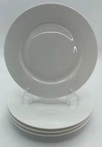 Mikasa Lausanne Salad Plates 8 1/4" All White Smooth Bone China Set 4 New - Picture 1 of 6