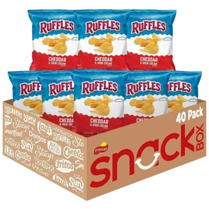 Ruffles Potato Chips, Cheddar & Sour Cream Flavor, 1 oz Bags, 40 Count Multipack - Picture 1 of 7