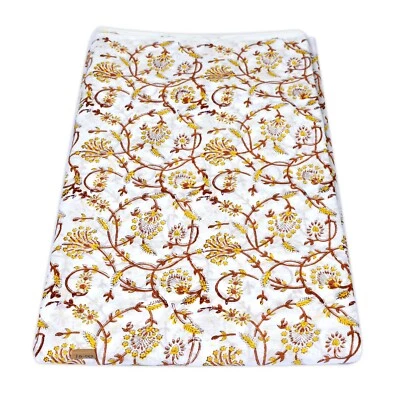 Handmade Hand Block Floral Printed Decor Cotton Dress Fabric Voile 10 yard - Image 1 of 4