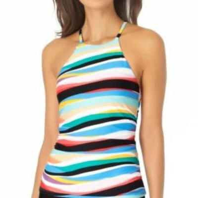 Nuevo con etiquetas Camiseta Tankini Anne Cole Para Mujer Rayas Cuello Alto TALLA MEDIANA NUEVA CON ETIQUETAS Foto 1 de 4