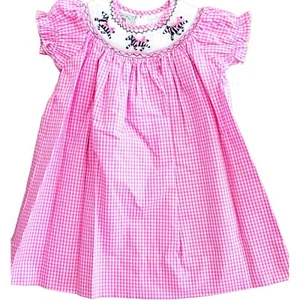 Marmellata Pink Gingham Short Sleeve Zebra Smocked Dress Toddler Size: 2, 3 or 4 - Picture 1 of 8