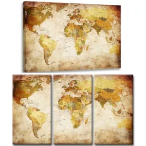 LEINWAND WANDBILDER BILD WELTKARTE 2 VERSCHIEDENE GRÖßEN KUNSTDRUCK 1517 D1 - Bild 1 von 5