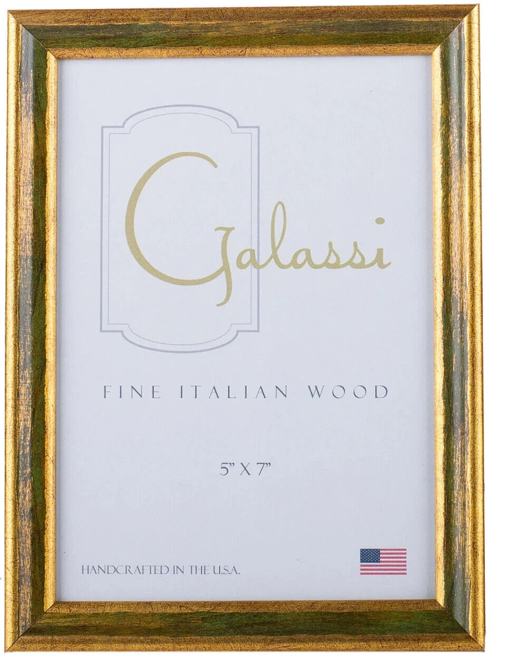 F. G. Galassi Handmade Fine Italian Wood Traditional Dark Green/Gold 15457 5"x7" - Image 1 of 1