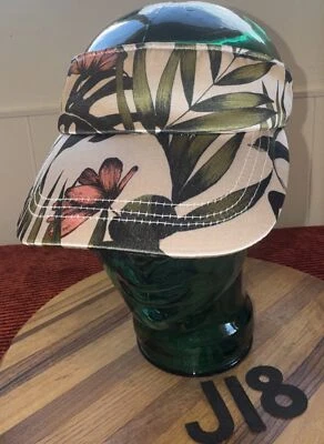 VISEIRA FEMININA DE CETIM COM ESTAMPA FLORAL H & M, CREME COM ROSA E VERDE! Muito bom estado. J18 - Imagem 1 de 3