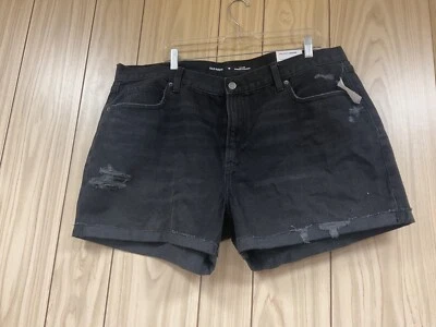 PANTALONES CORTOS ANTIGUOS NAVY Mujer Talla. 18 Denim negro holgado recto tiro alto con etiquetas NUEVO Foto 1 de 4