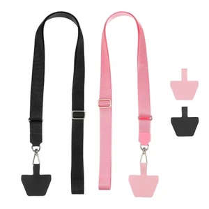 2Pcs Smart Phone Lanyard with 4 Patches, Black/Pink (55-30cm) - Zdjęcie 1 z 6