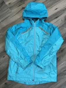 Girls Medium 10-12 LL Bean Turquoise Blue Green Hooded Full Zip Jacket - Picture 1 of 13