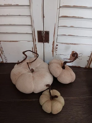 Primitive Folk Art PAINTED Pumpkins Bowl Fillers Doll - Image 1 of 2