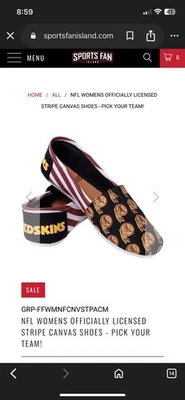 ZAPATOS DE LONA A RAYAS CON LICENCIA OFICIAL 7-8 NFL PARA MUJER Foto 1 de 3