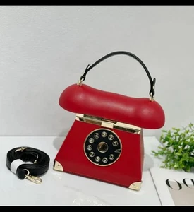 Telephone Shaped Purses PU Handbags Retro Top-Handle Shoulder Crossbody Bag - Picture 1 of 4