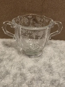 Antique Fostoria Chintz Etched Crystal Footed Sugar Bowl - Picture 1 of 11