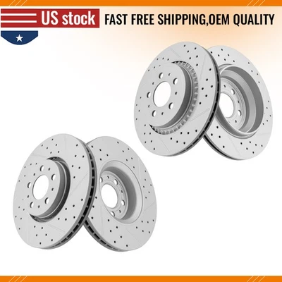 Front And Rear Drilled Disc Brake Rotors Kit for 2003 - 2013 2014 Volvo XC90 - Image 1 of 4