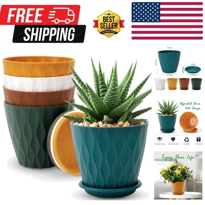 Macetas multicolores de 6 pulgadas paquete de 5 con bandejas de drenaje - perfectas para decoración del hogar Foto 1 de 4