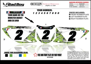 BADBOY TEAM Motocross Number Plate Graphic 2009-2012 KXF 250 NUMBERS ENJOY MFG - Picture 1 of 1