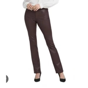 NYDJ Women's Lift Tuck Technology Marilyn Straight Jeans 14P Brown Coated 90s - Picture 1 of 14