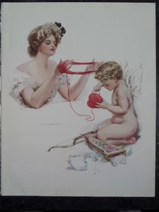 Pretty Rogue Cupids Arrow Heart Strings Harrison Fisher Victorian Women 1909 - Picture 1 of 1