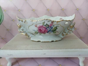 Vintage Japen Planter Pink Roses Gold Edges Porcelain - Picture 1 of 6
