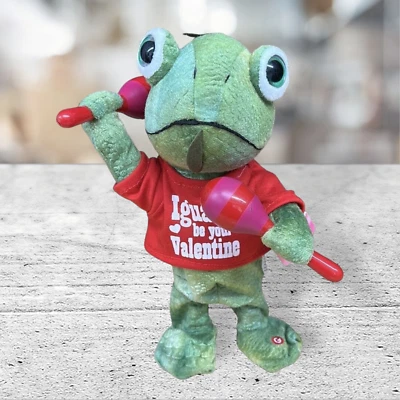 Gemmy Iguana Be Your Valentine Happy Shuffle Peluche Canto Musical Maracas Nuevo con Etiquetas Foto 1 de 4