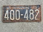 Vintage Wisconsin License Plate  1933 400-482