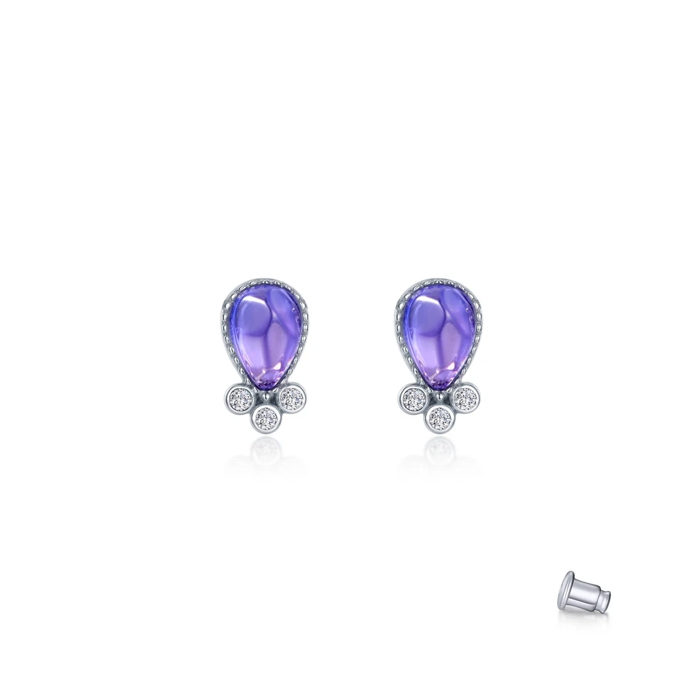 *BRAND NEW* Sterling Silver Platinum-Bonded with Fancy Sapphire Stud Earring - Imagem 1 de 1