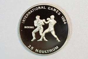 Bhutan 25 Ngultrum 1984 prueba X# M1 Juegos Internacionales Boxeo - Imagen 1 de 2
