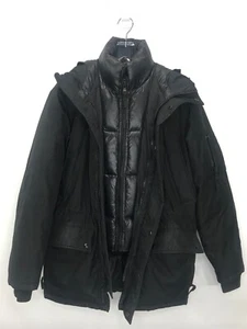 S13 New York Damen DAUNEN Parka Puffer Mantel Kapuze Jacke schwarz durchgehender Reißverschluss SMALL - Bild 1 von 12