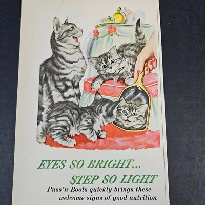 1953 Puss n Boots Canned Cat Food Vintage Print Ad Coast Fisheries Quaker Oats - Image 1 of 4