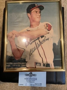 Eddie Mathews handsigniertes 8 x 10 Farbfoto aus den 50er Jahren Sportmagazin Echtheitszertifikat - Bild 1 von 4