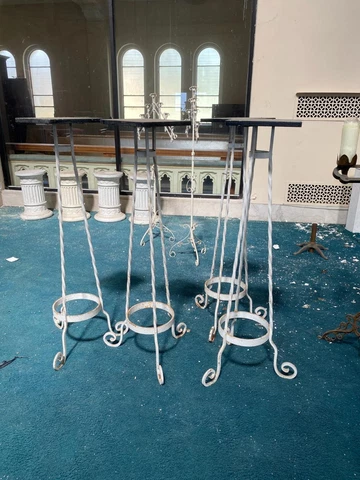 4 ANTIQUE WROUGHT IRON STANDS  FROM A CLOSED CHURCH - CMC99 Cover