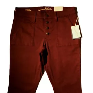Universal Thread Pants sz 10 Burgundy Mid-Rise Skinny Button Fly Stretch NWT - Picture 1 of 11