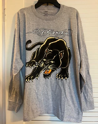 Nueva Camisa Pullover Ed Hardy Niños Mangas Largas Talla XL Niño Pantera Gris Foto 1 de 4