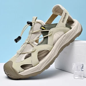 Summer Mens Baotou Sandals Breathable Casual Large Beach Shoes Hollow Mesh Shoes - Picture 1 of 26