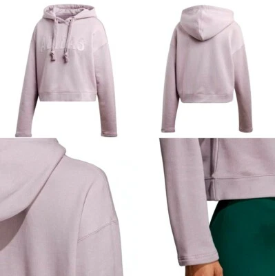 Sudadera con capucha recortada Adidas algodón suave visión suave para mujer pequeña DU9890 Foto 1 de 4