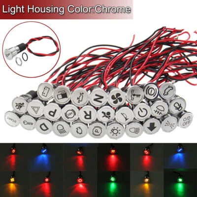 SPIA LED 8-16mm CON SIMBOLO BENZINA RISERVA metallo 12V car indicator light - Immagine 1 di 4