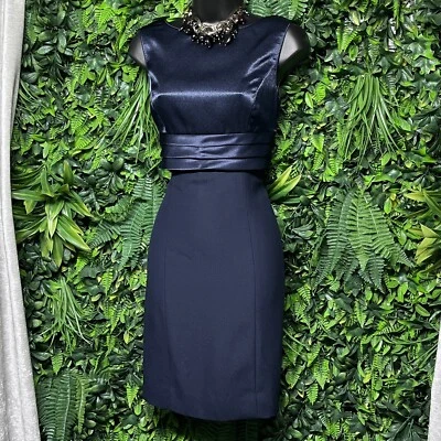 ВИНТАЖНЫЙ LIZ CLAIBORNE ночь платье оболочка без рукавов плиссированные женщин 6 синий 2550 - Изображение 1 из 4