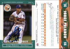 Jorge Polanco Signed 2014 Grandstand Florida State League Top Prospects Card