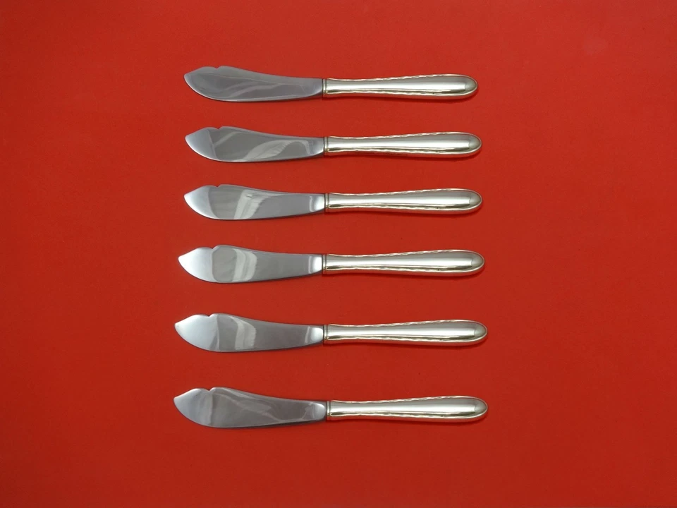 Juego de 6 cuchillos de trucha de plata esterlina flautas de toalla. HHWS Custom 7 1/2" Foto 1 de 1