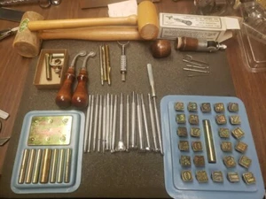 66 pc Lot CRAFTOOL Co. Leatherworking Tools & Stamps USA, Leather, Vintage +++ - Picture 1 of 13
