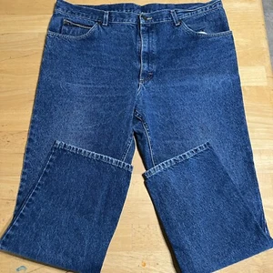 VTG Lee 42x32 USA Union Made Blue Denim Jeans - Picture 1 of 10