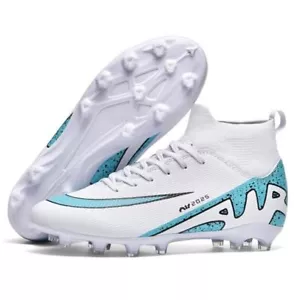 Men's Soccer Shoes Football Cleats High-Tops Lace-Up Non-Slip 10.5 White-2309 - Picture 1 of 8